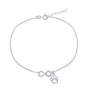 Argento Bella Sterling Silver Infinity & Paw Print Anklet