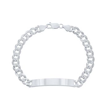 Argento Bella Sterling Silver Cubic Zirconia Cuban Chain ID Bracelet