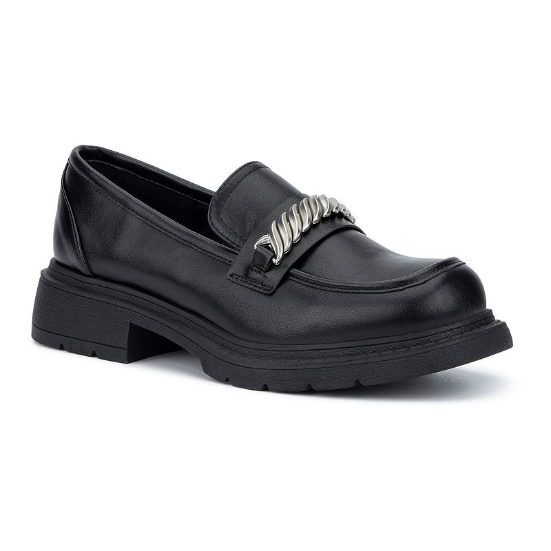 FEI1099BLACK Torgeis Retro Womens Block Heel Loafers, Size: 10, sku FEI1099BLACK