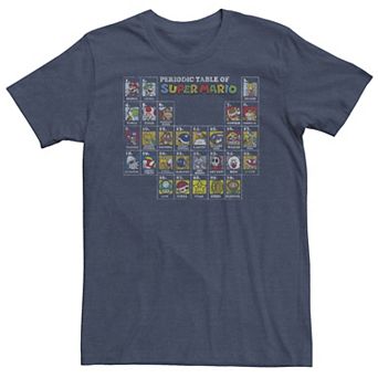 Big & Tall Nintendo Super Mario Periodic Table Of Character Panel Grid Tee