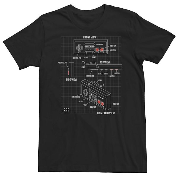 Big & Tall Nintendo NES Controller Parts Schematic Tee