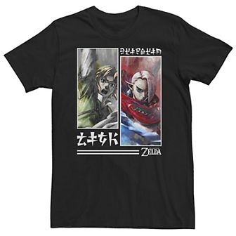 Big & Tall Nintendo Zelda Link and Ghirahim Watercolor Panel Tee