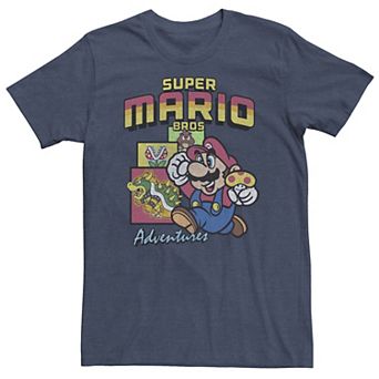 Big & Tall Nintendo Super Mario Bros Adventures Distressed Character Panel Logo Tee
