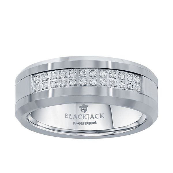 Men's Double Row Cubic Zirconia Tungsten Carbide Ring