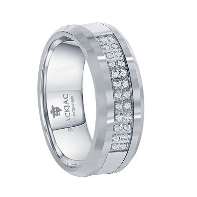 Men's Double Row Cubic Zirconia Tungsten Carbide Ring