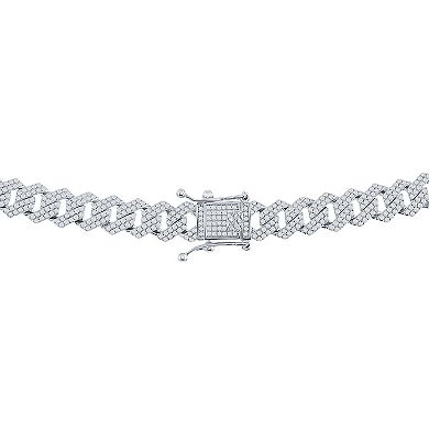 Men's Sterling Silver Cubic Zirconia Monaco Chain Necklace