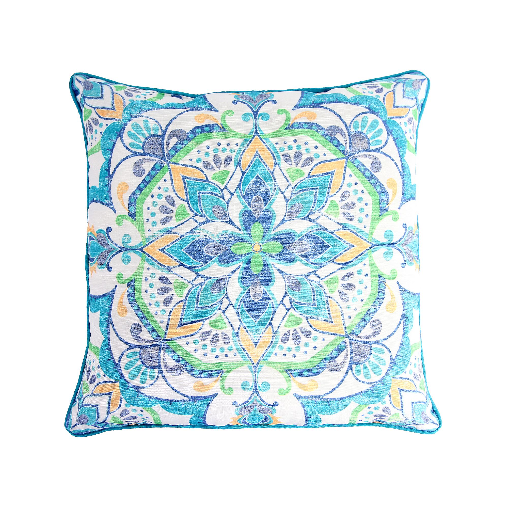 Jordan Manufacturing Medallion Indoor Outdoor Throw Pillow, Blue