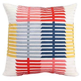 Jordan Manufacturing Embroidered Stripe Indoor Outdoor Throw Pillow
