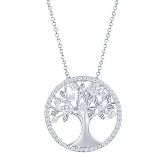 Argento Bella Sterling Silver Cubic Zirconia Tree Of Life Necklace