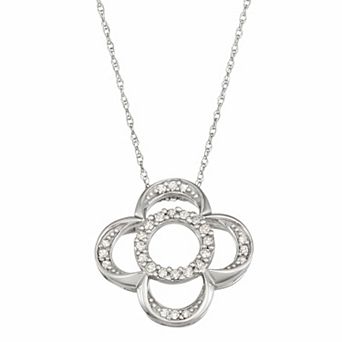 HDI 10k White Gold 1/4 Carat T.W. Diamond Flower Necklace