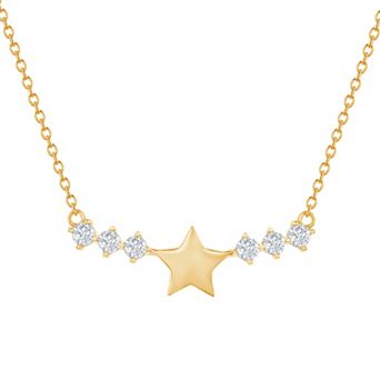 Argento Bella 14k Gold Over Silver Star & Cubic Zirconia Bar Necklace