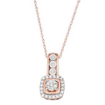 HDI 10k Rose Gold 1/6 Carat T.W. Diamond Drop Necklace