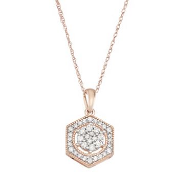 HDI 10k Rose Gold 1/3 Carat T.W. Diamond Medallion Necklace