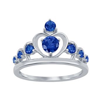 Argento Bella Sterling Silver Blue Cubic Zirconia Crown Ring