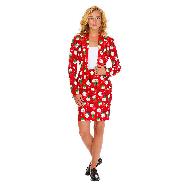 Womens Suitmeister Christmas Snowman Red Suit, Size: Medium, Multicolor