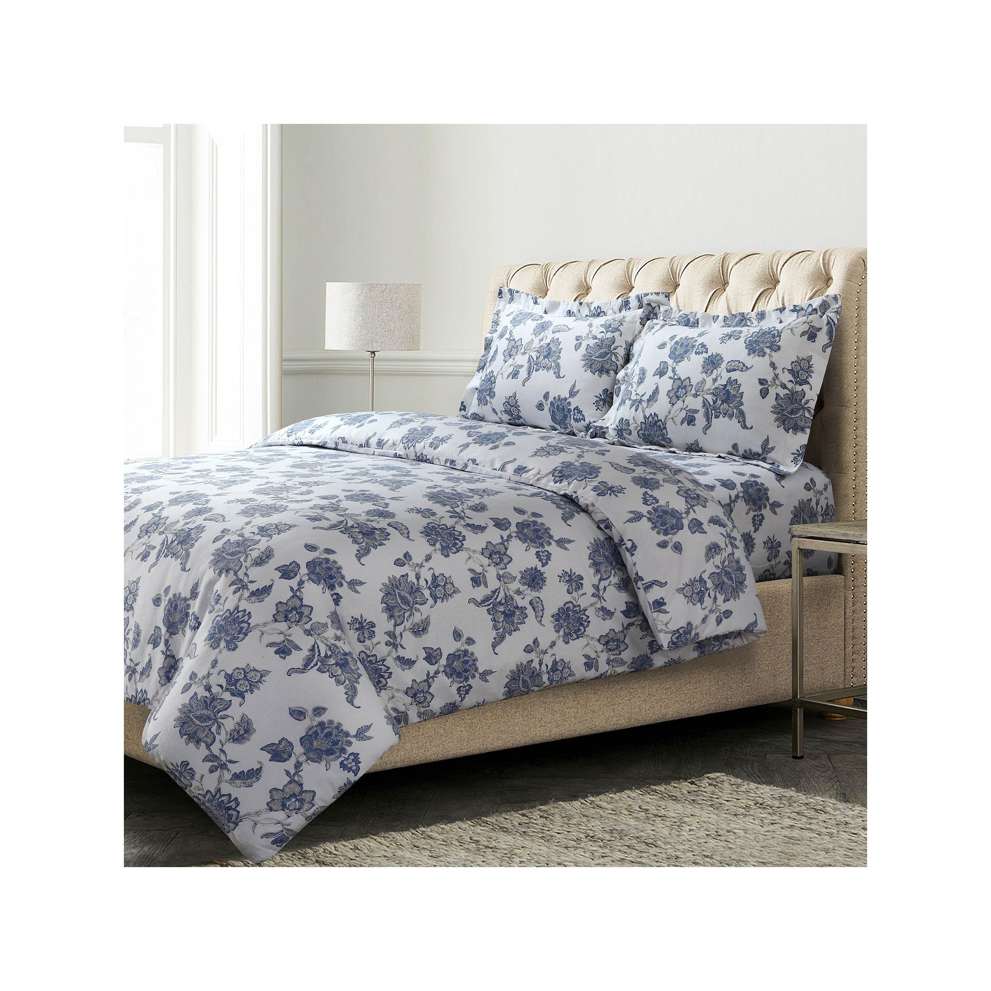 Tribeca Ayana Floral 170-GSM Oversized Flannel Duvet Cover Set with Shams, 