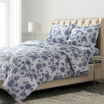 Tribeca Living Ayana Floral 170-GSM Oversized Flannel Duvet Cover Set with Shams