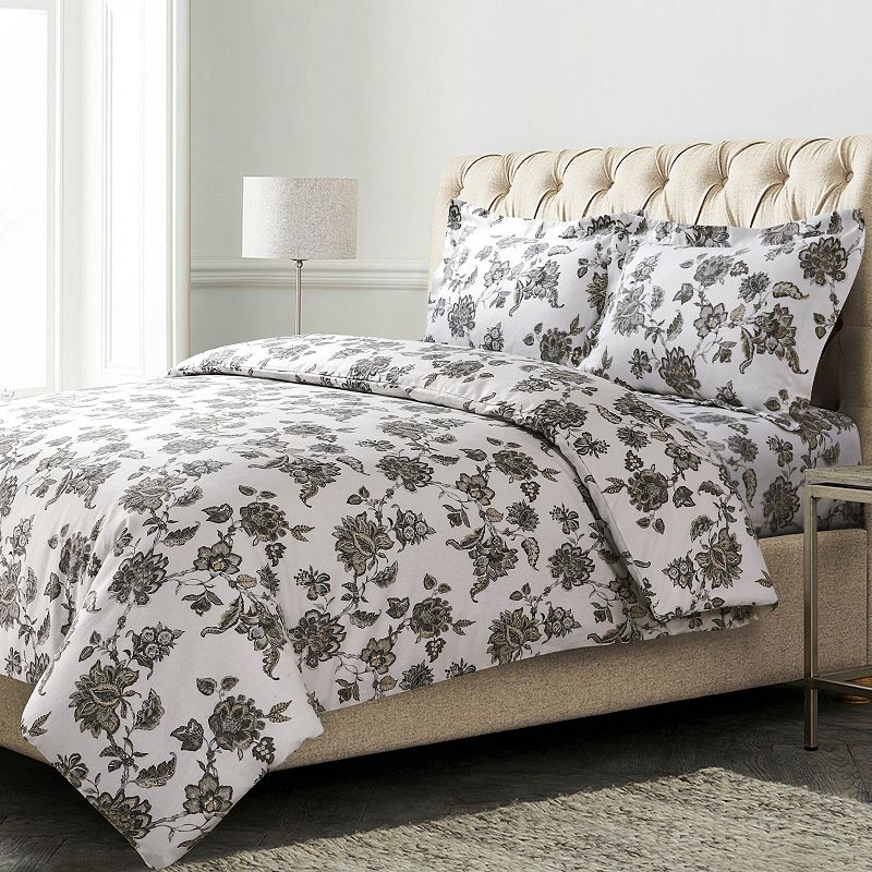 Tribeca Ayana Floral 170-GSM Oversized Flannel Duvet Cover Set with Shams, 