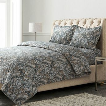 Tribeca Living Camilla Paisley 170-GSM Flannel Duvet Cover Set with Shams