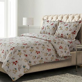 Tribeca Living Leilani Floral 170-GSM Oversized Flannel Duvet Cover Set with Shams