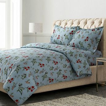 Tribeca Living Leilani Floral 170-GSM Oversized Flannel Duvet Cover Set with Shams