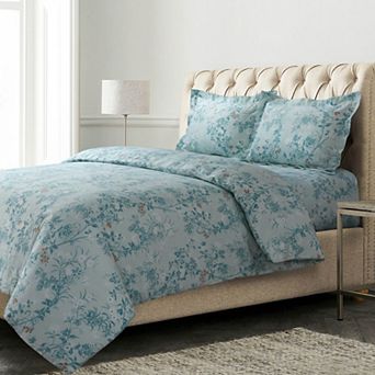 Tribeca Living Katy Floral 170-GSM Oversized Flannel Duvet Cover Set with Shams