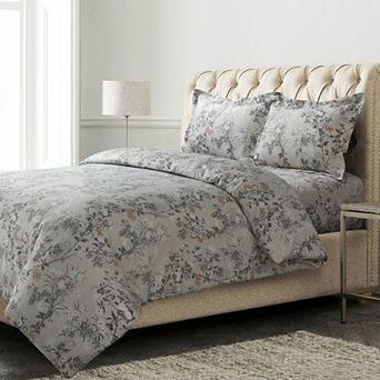 Tribeca Living Katy Floral 170-GSM Oversized Flannel Duvet Cover Set with Shams