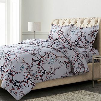 Tribeca Living Emilia Tree 170-GSM Oversized Flannel Duvet Cover Set with Shams