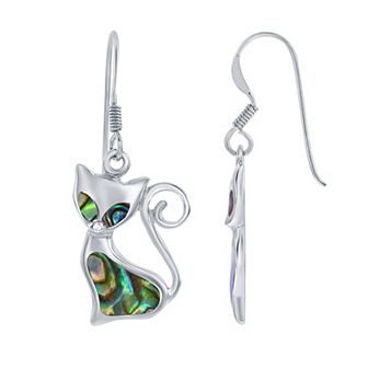 Nautica Rocks Sterling Silver Abalone Cat Earrings