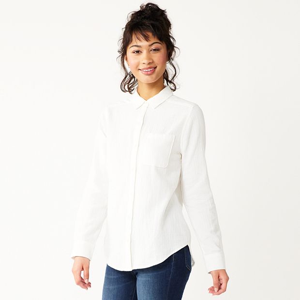 Kasper Separates White Long Sleeve Button Up Women's Shirt Size 16 NWT