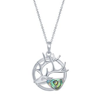 Nautica Rocks Sterling Silver Abalone Deer Necklace
