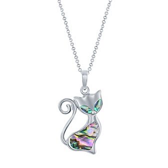 Nautica Rocks Sterling Silver Abalone Cat Necklace