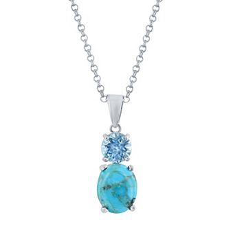 Nautica Rocks Sterling Silver Simulated Turquoise & Blue Topaz Necklace