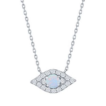 Nautica Rocks Sterling Silver Lab-Created White Opal & Cubic Zirconia Evil Eye Necklace