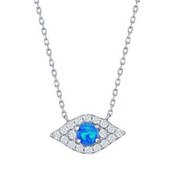 Nautica Rocks Sterling Silver Lab-Created Blue Opal & Cubic Zirconia Evil Eye Necklace