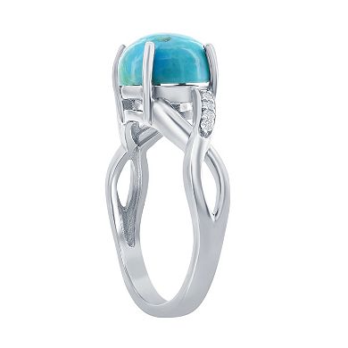 Sterling Silver Turquoise & Cubic Zirconia Solitaire Ring