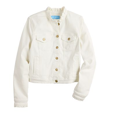 Women's DRAPER JAMES RSVP™ Ruffle Trim Denim Jacket