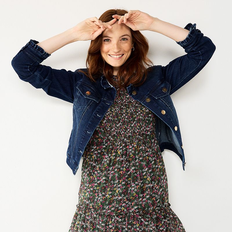 Women's DRAPER JAMES RSVP™ Ruffle Trim Denim Jacket