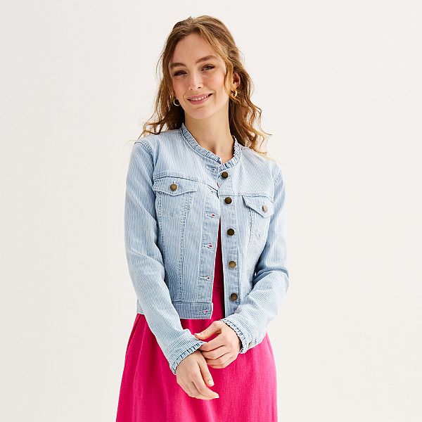 Tulip Clothing Sterling Ruffle Womens Jacket in Denim