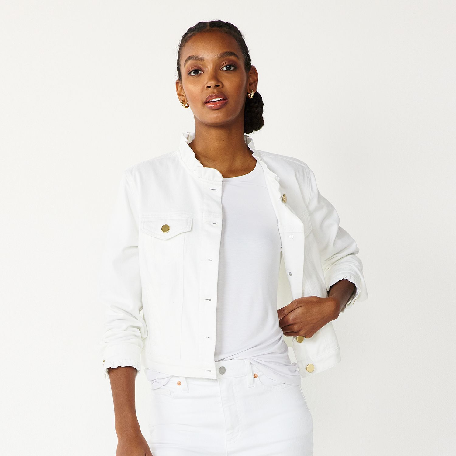 lightweight white denim jacket