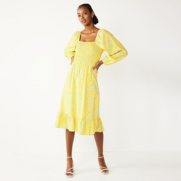 Women's DRAPER JAMES RSVP™ Smocked Long Sleeve Midi Dress