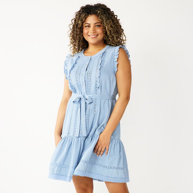 Draper james denim outlet ruffle dress