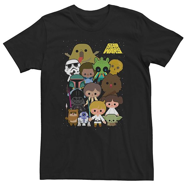 Big & Tall Star Wars Group Shot All Screaming Cute Cartoon Tee