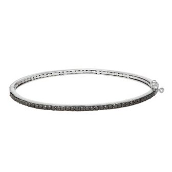 Jewelexcess 1 Carat T.W. Black Diamond Sterling Silver Bangle Bracelet