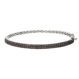 Jewelexcess 2 Carat T.W. Black Diamond Sterling Silver Bangle Bracelet
