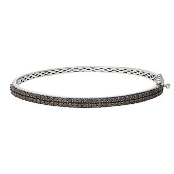 Jewelexcess 2 Carat T.W. Black Diamond Sterling Silver Bangle Bracelet