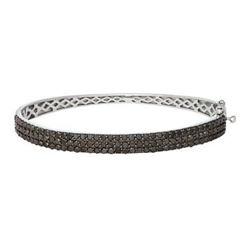 Jewelexcess 3 Carat T.W. Black Diamond Sterling Silver Bangle Bracelet
