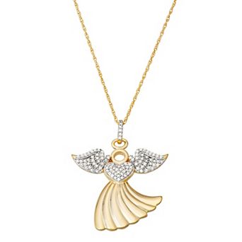 Jewelexcess 14k Gold Over Silver 1/4 Carat T.W. Diamond Angel Pendant Necklace