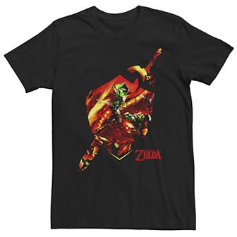 Big & Tall Nintendo Zelda Link Sword Shield Fire Border Tee