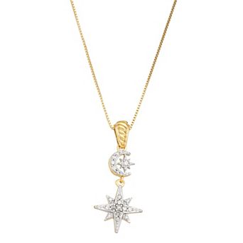Jewelexcess 14k Gold Over Silver 1/5 Carat T.W. Diamond Starburst Pendant Necklace